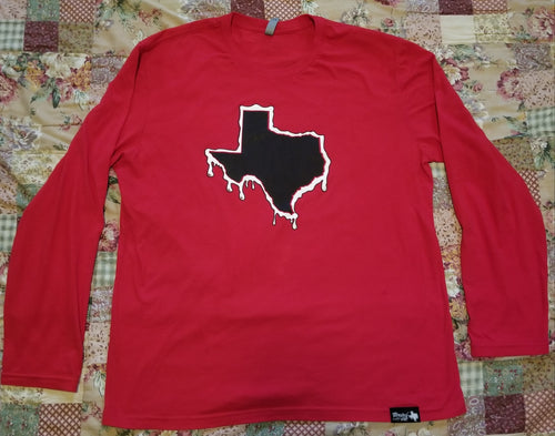 Red Long sleeved Drippy Texas